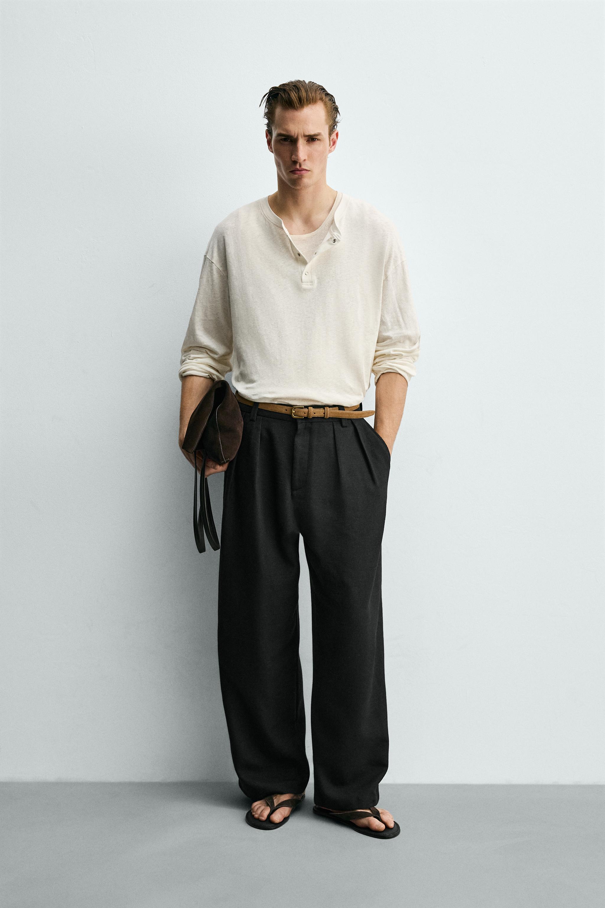 COTTON - LINEN HENLEY T-SHIRT
